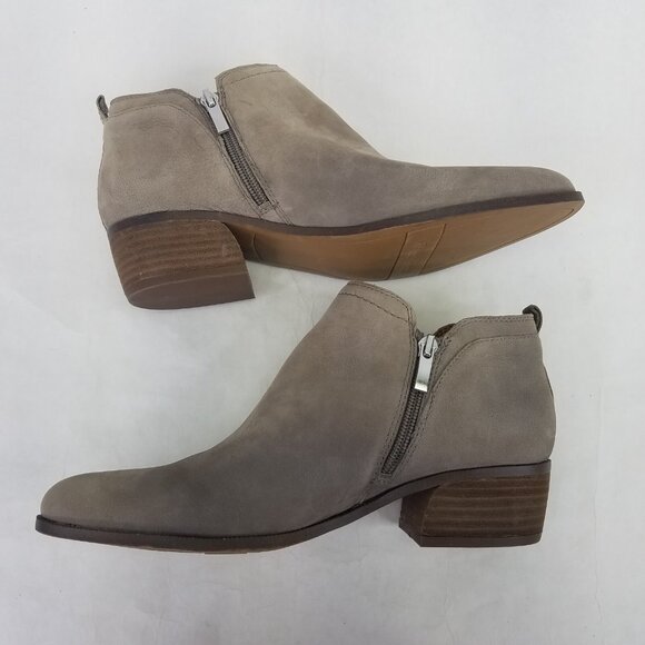 Franco Sarto Laslo Ankle Booties Women's 9 Leather Side Zip Iron Grey Block Heel - Picture 8 of 13